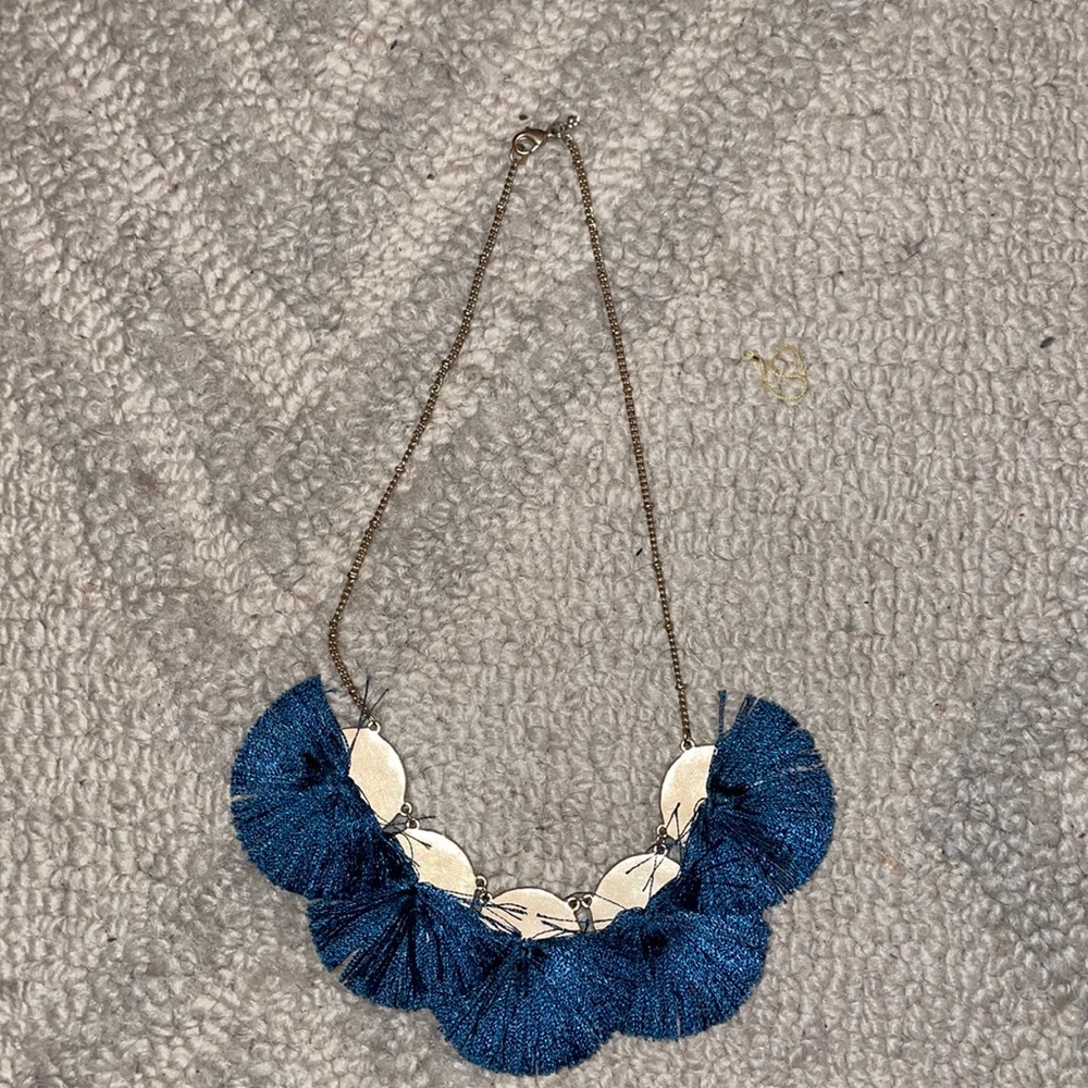 Feather Boho Necklace | Blue & Gold